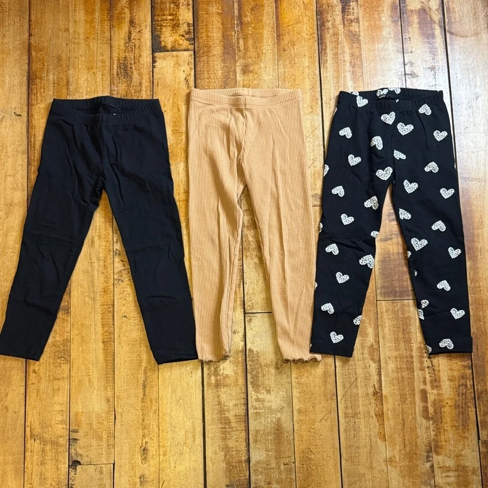 Old Navy Leggings Black Tan Heart Print Leggings 4T cotton bundle